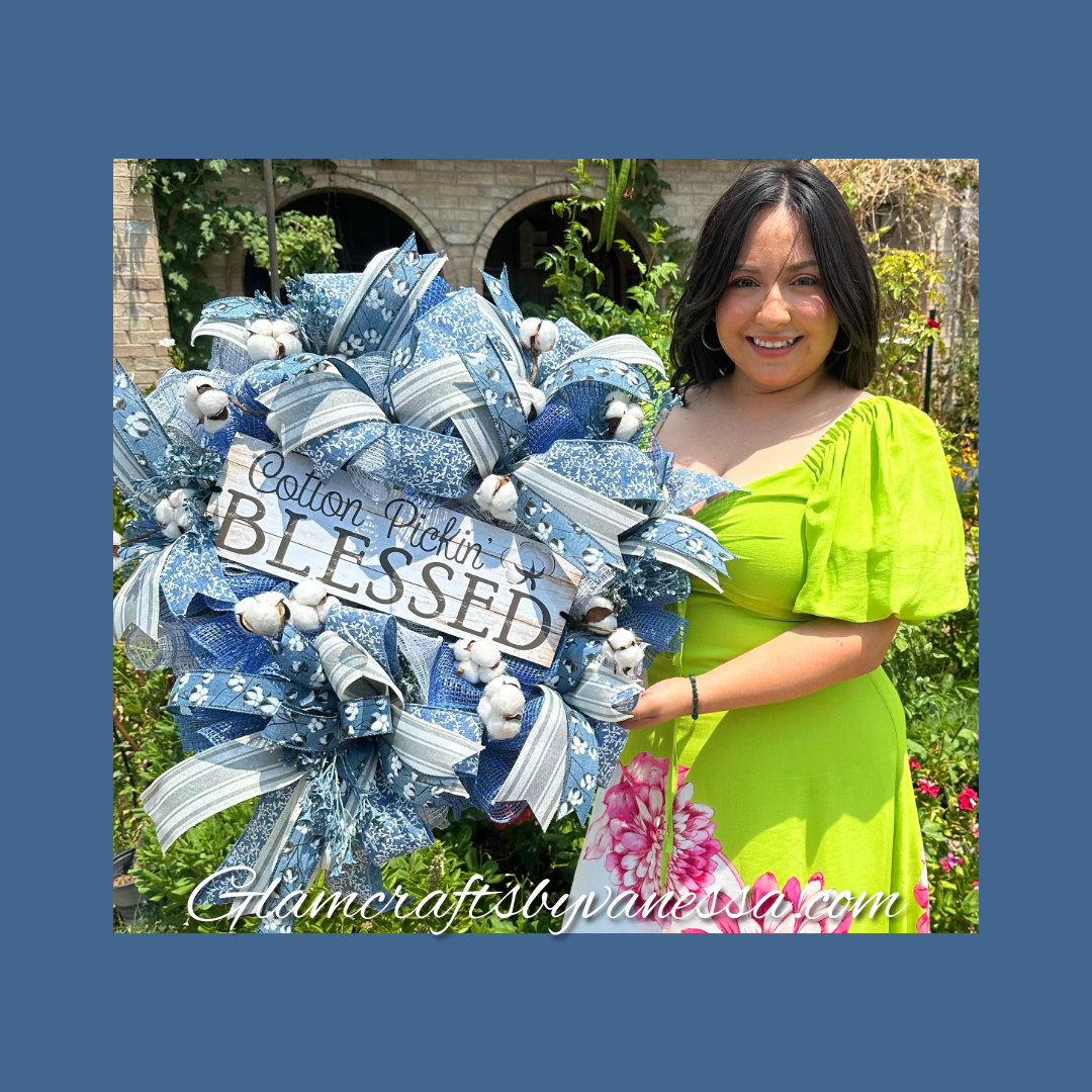 Blessed Cotton-themed Wreath