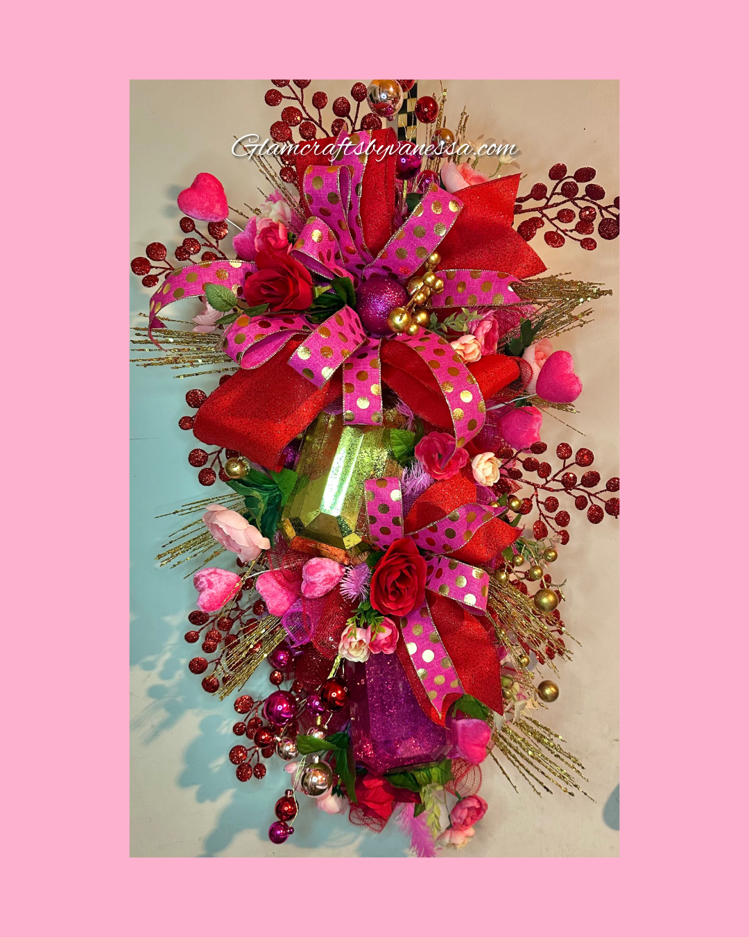 30-inch Fuschia & Gold Swag Wreath