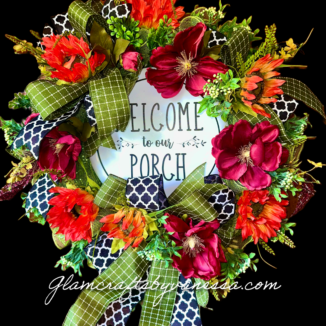 Welcome to our porch wreath