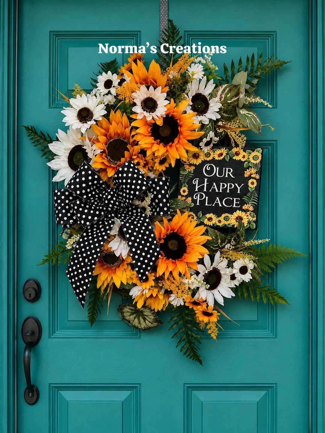 Our happy place sunflower wreath