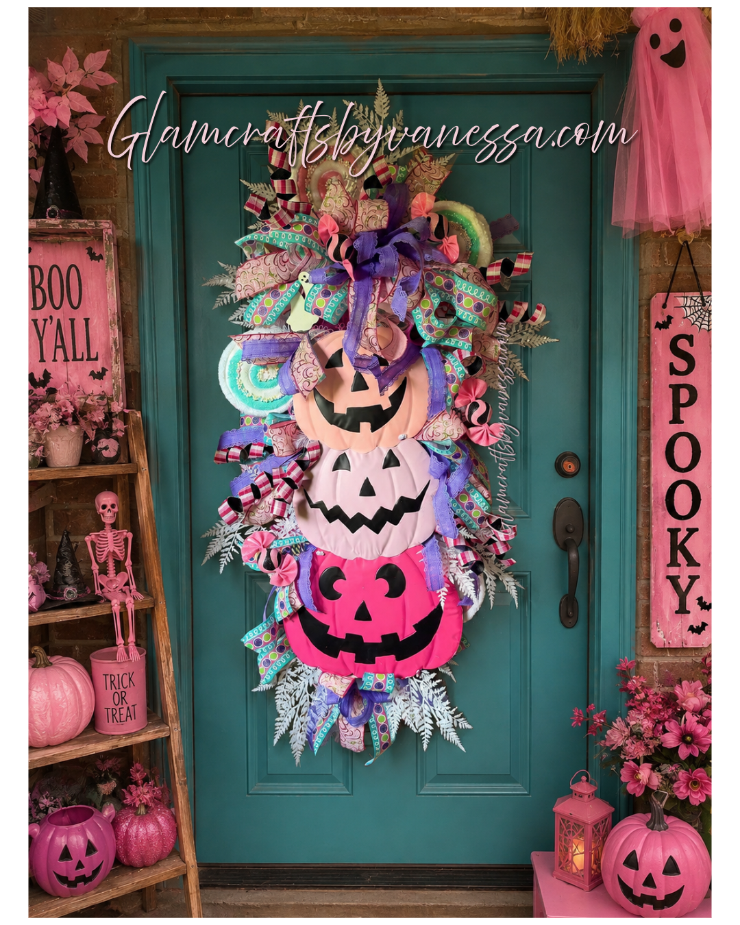 XXL 4-foot Pink Jack o' lantern Swag Wreath
