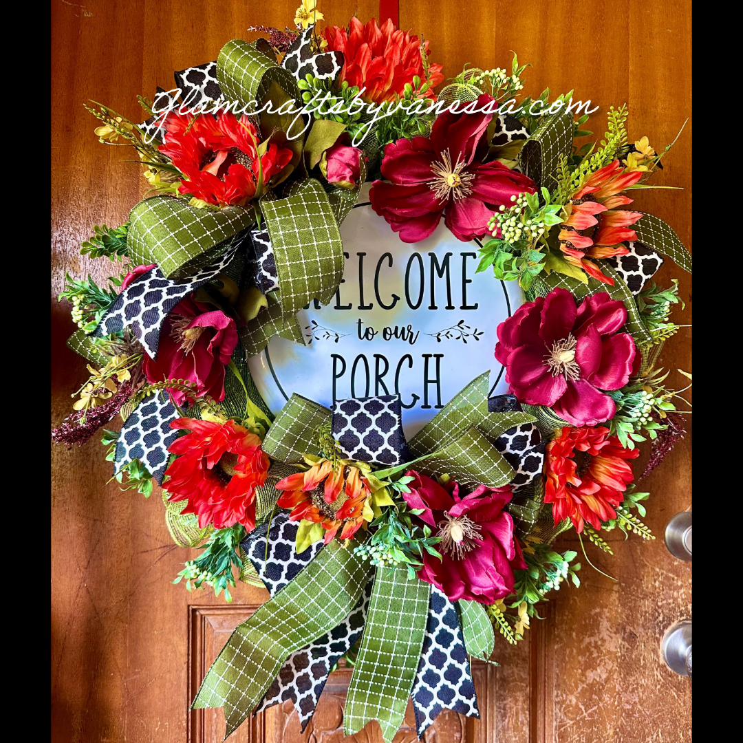 Welcome to our porch wreath