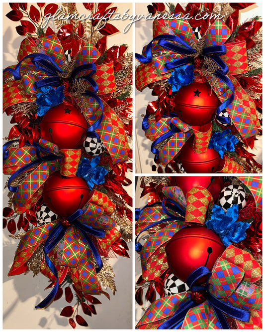 4-ft Jingle Bells, Royal Blue Swag