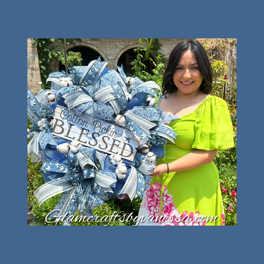 Blessed Cotton-themed Wreath
