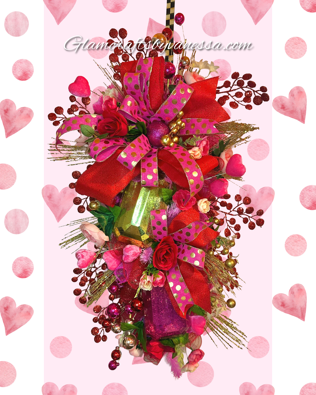 30-inch Fuschia & Gold Swag Wreath