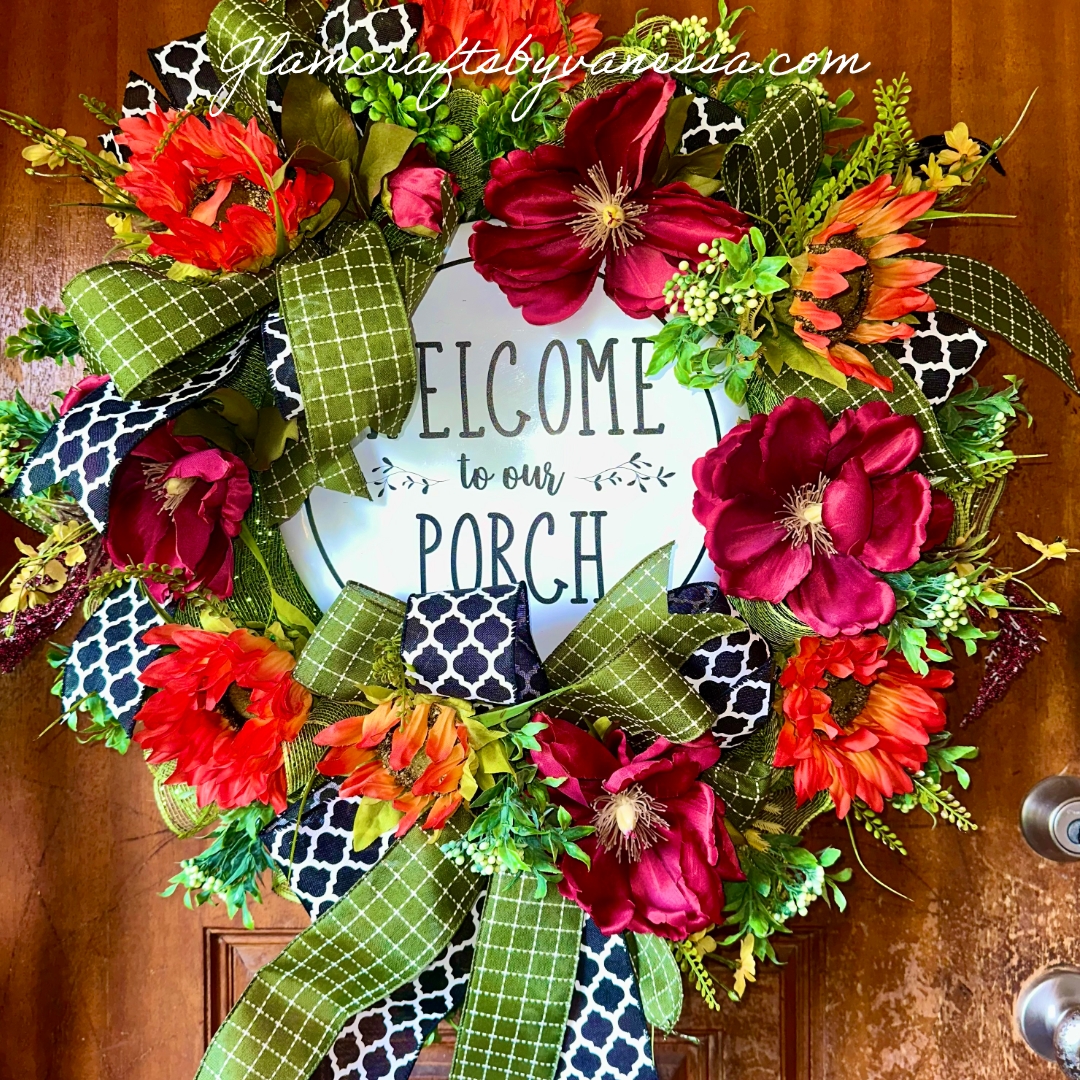 Welcome to our porch wreath
