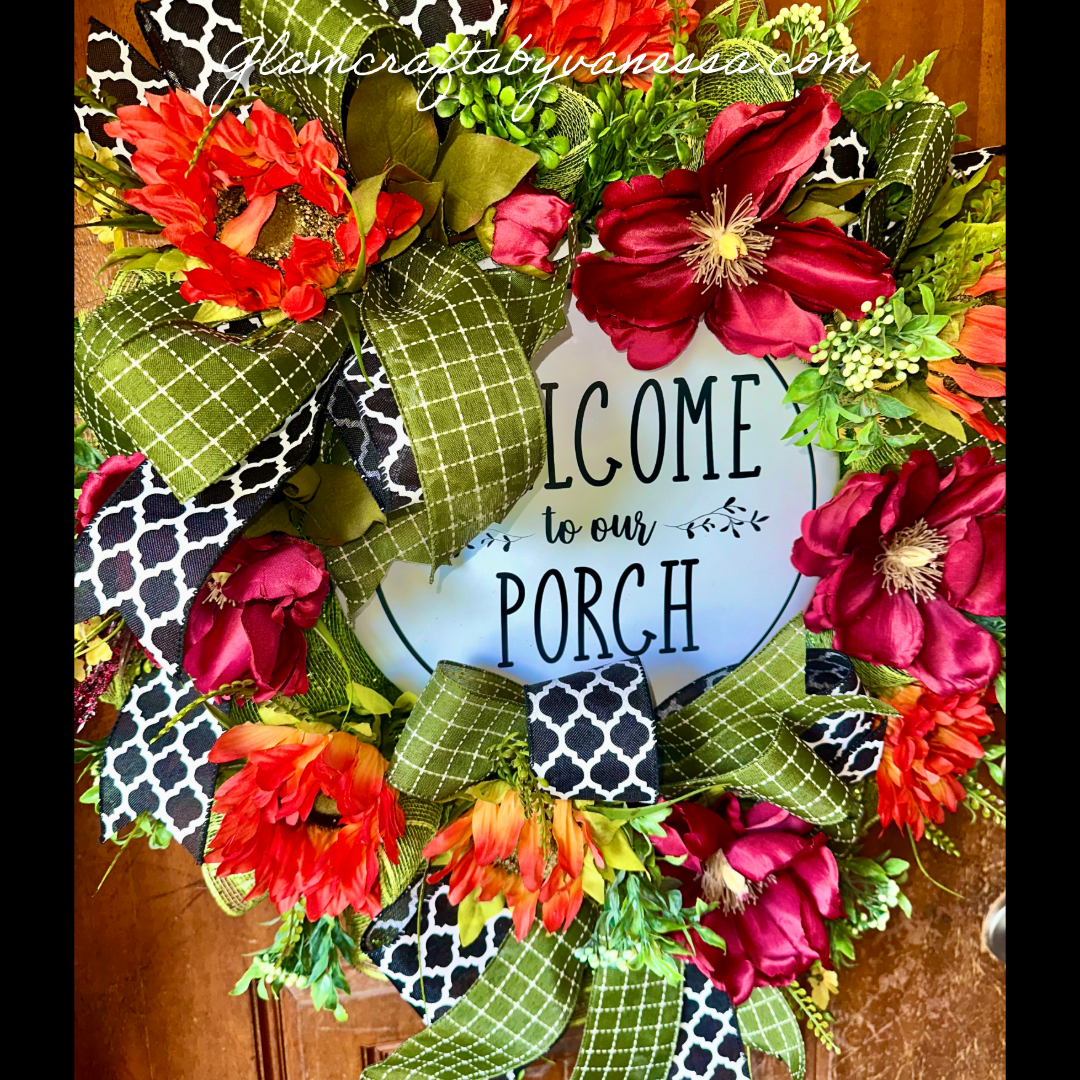 Welcome to our porch wreath