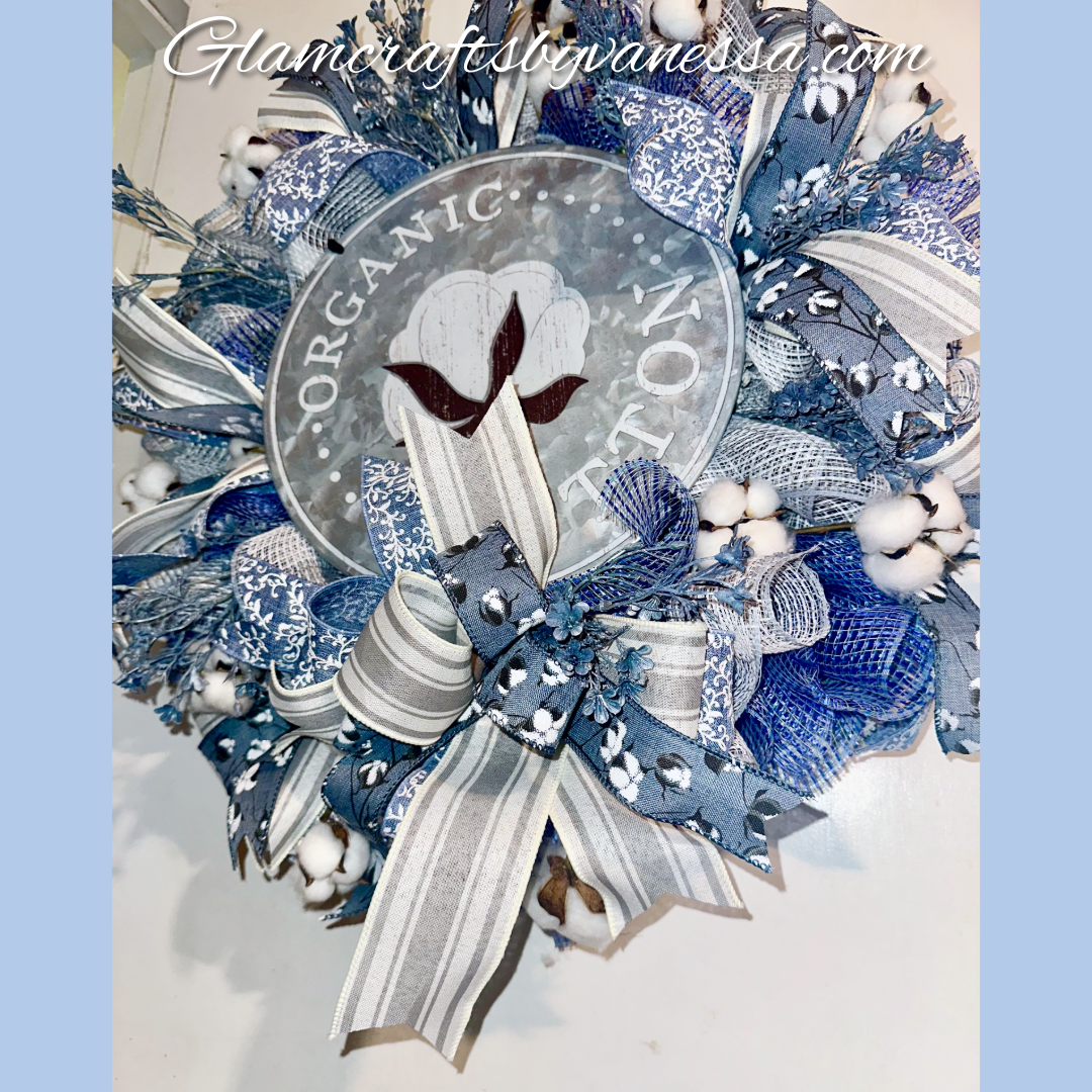 Farmhouse Cotton-themed Wreath