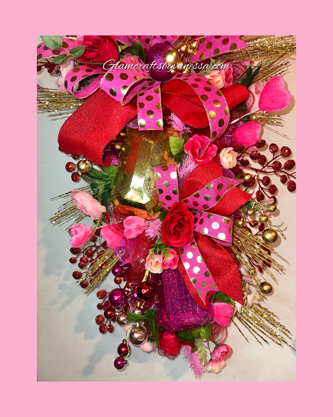 30-inch Fuschia & Gold Swag Wreath