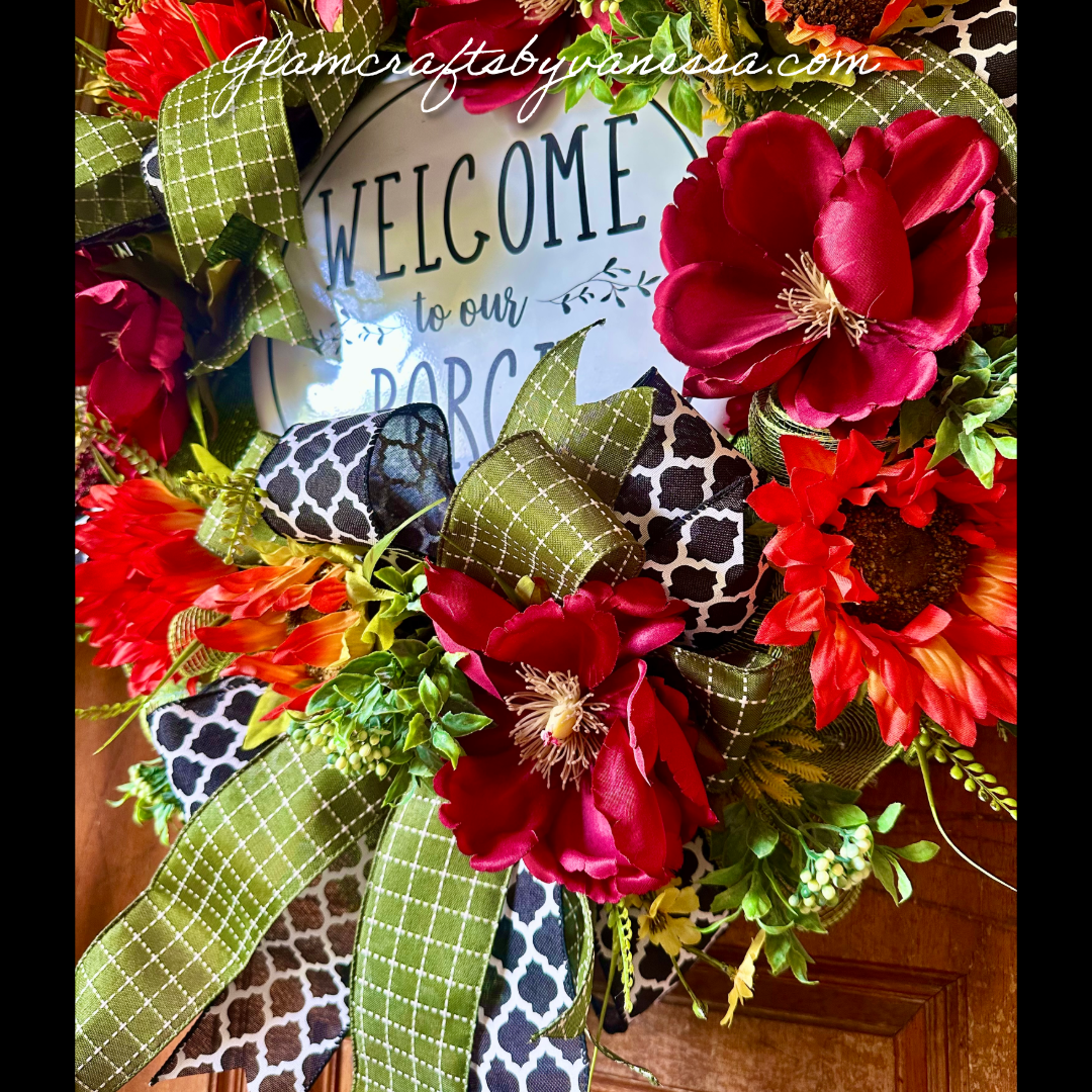 Welcome to our porch wreath