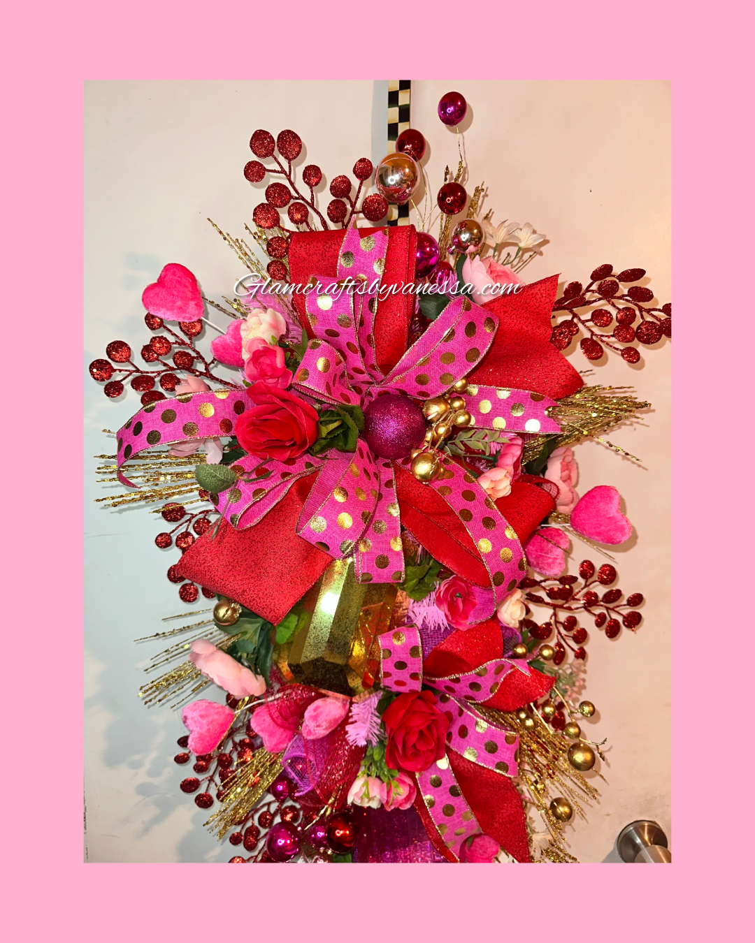 30-inch Fuschia & Gold Swag Wreath