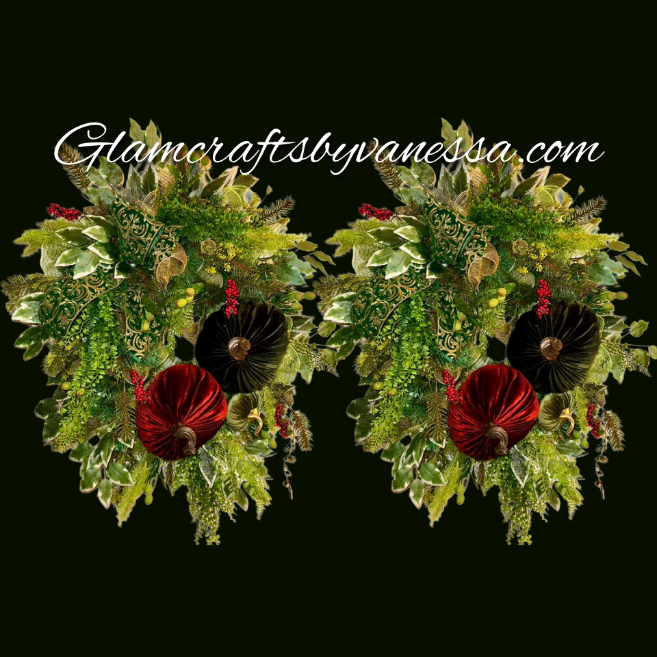 Velvet Pumpkins Wreath