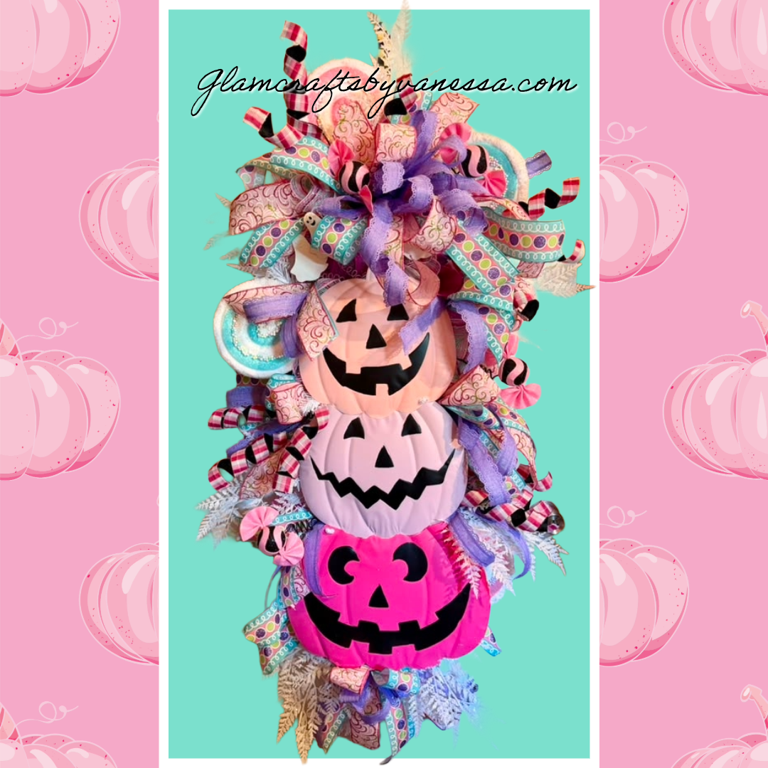 XXL 4-foot Pink Jack o' lantern Swag Wreath