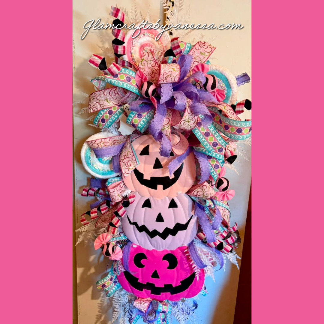 XXL 4-foot Pink Jack o' lantern Swag Wreath