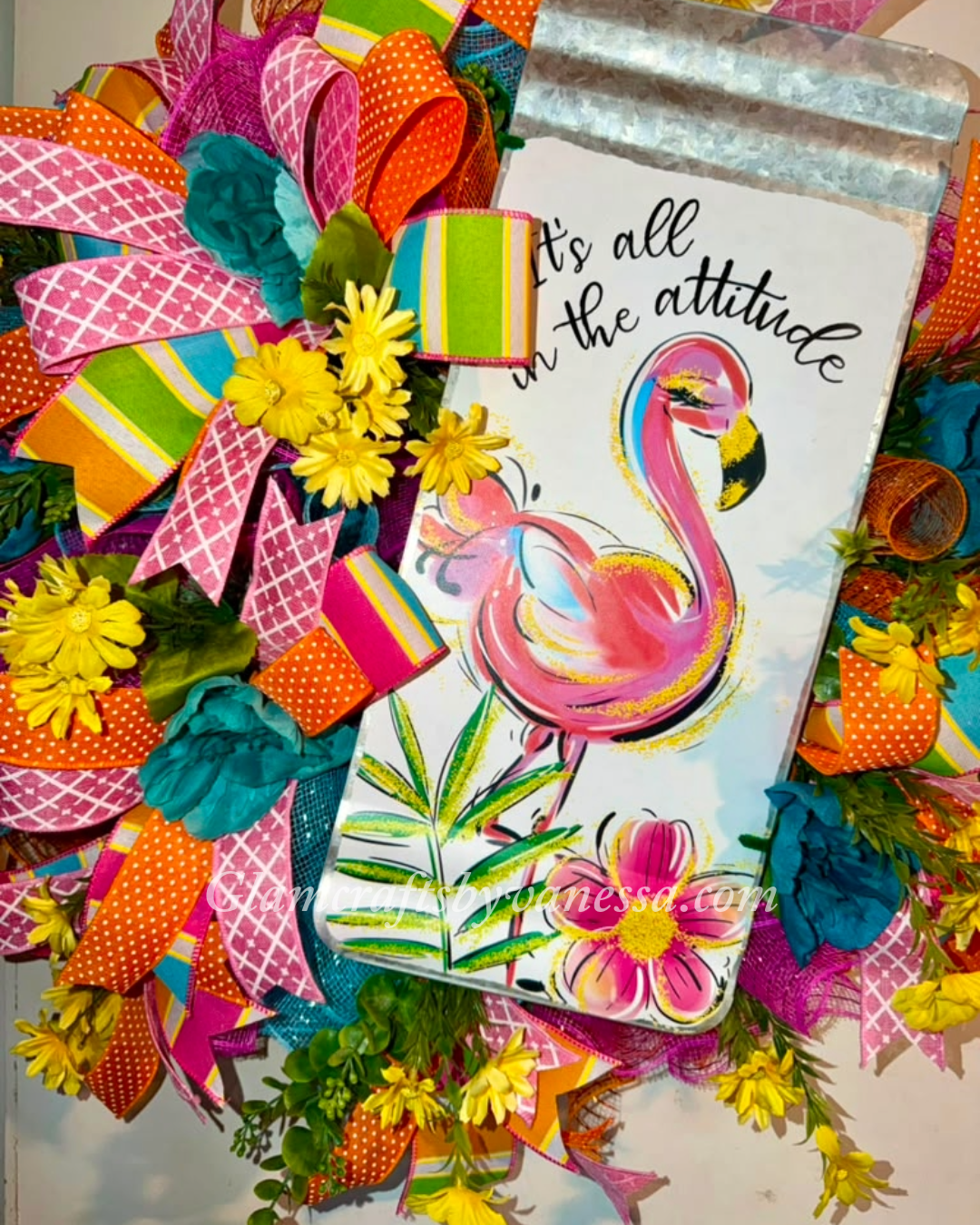Flamingo "attitude" wreath