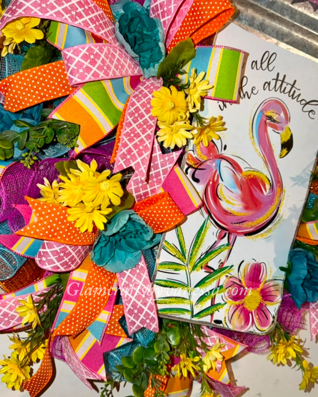 Flamingo "attitude" wreath