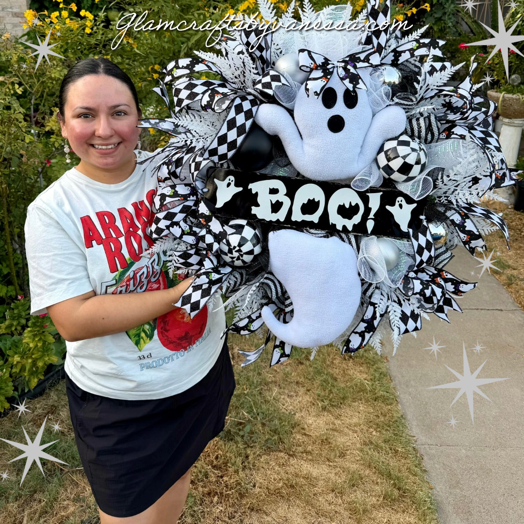 "BOO" Ghost Wreath