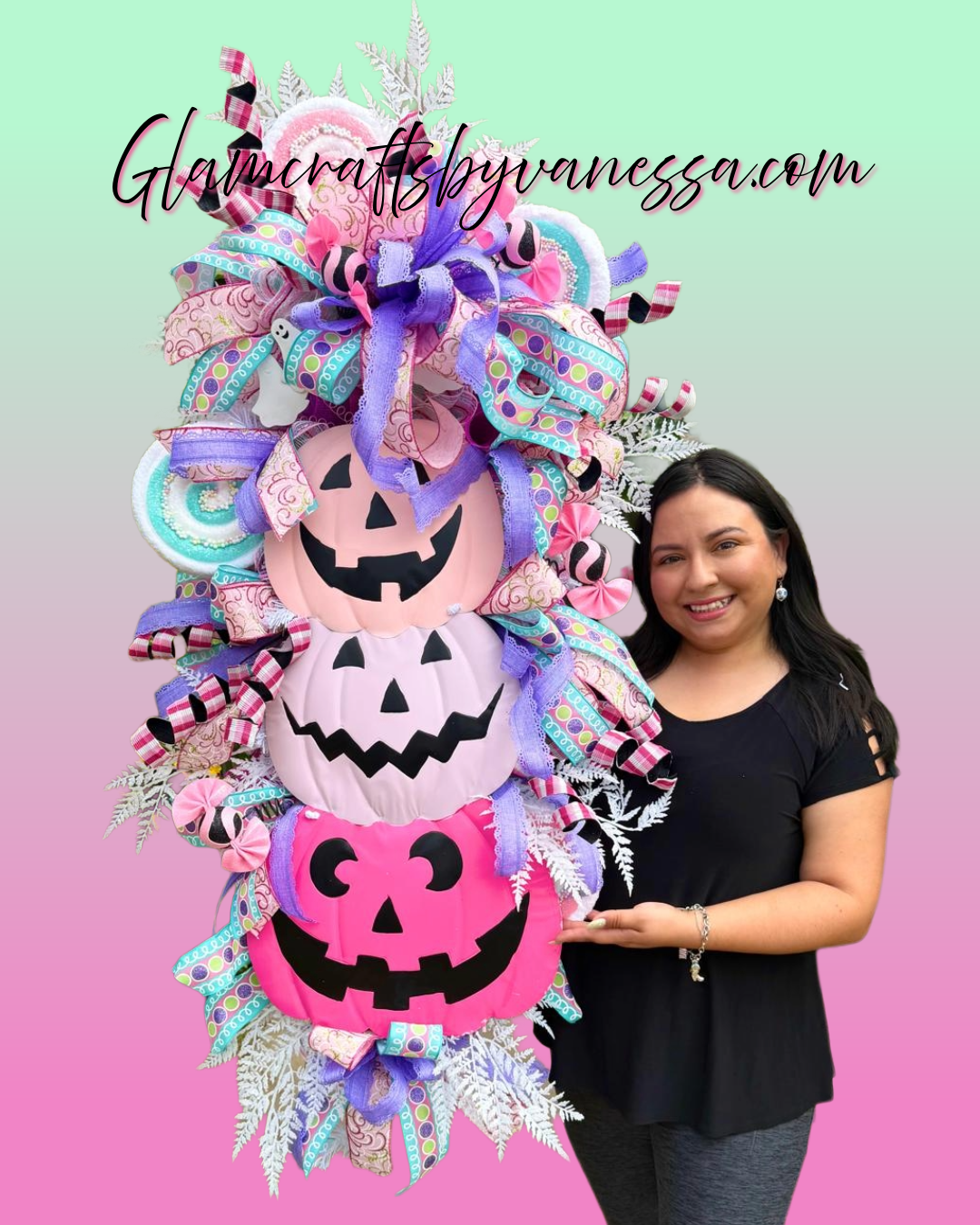XXL 4-foot Pink Jack o' lantern Swag Wreath